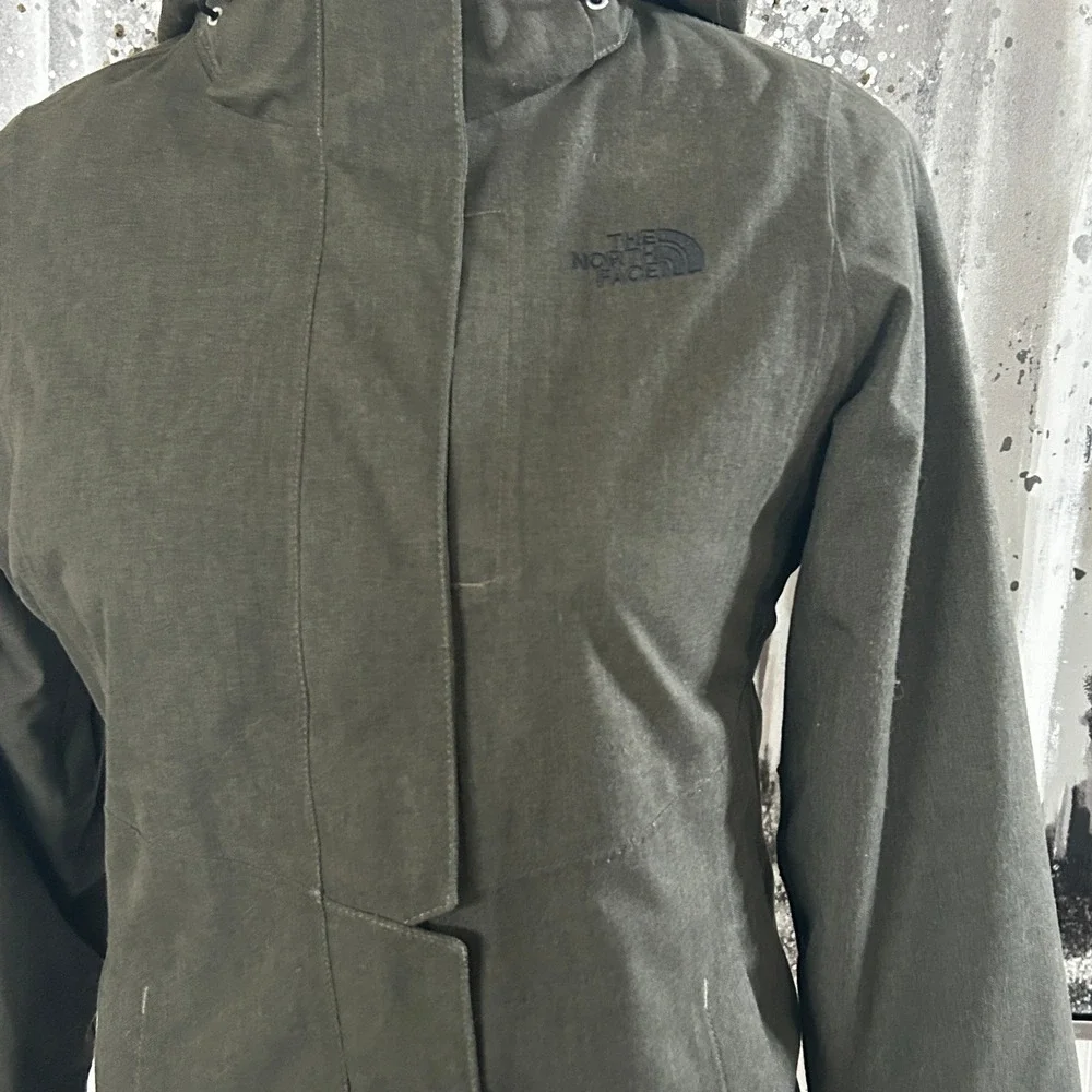 The North Face Womens Tweed Inlux Hyvent Insulated Hooded‎ Olive Jacket - XS